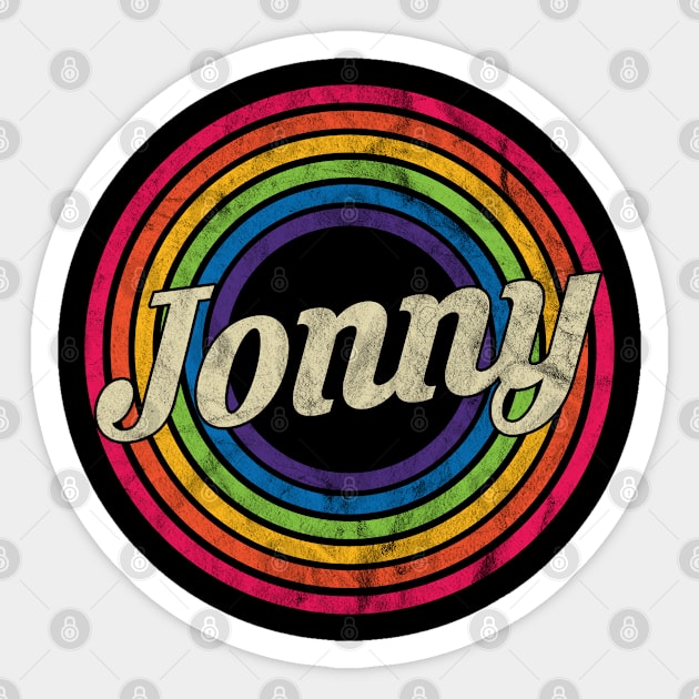 Jonny - Retro Rainbow Faded-Style Sticker by MaydenArt